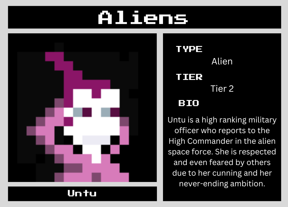 The Alien Untu biography card